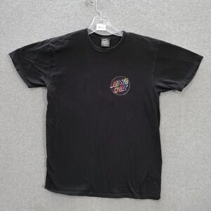 Santa Cruz Men T-Shirt Medium Black Rainbow Tie Dye Logo Graphic Skateboards